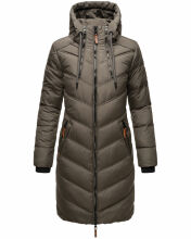 Marikoo Armasa lange Damen Winter Steppjacke Anthrazit Größe S - Gr. 36