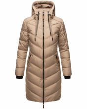 Marikoo Armasa lange Damen Winter Steppjacke Taupe Grey Größe XXL - Gr. 44