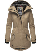 Navahoo Avrille Damen Parka Winterjacke mit Kapuze Taupe...