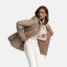 Marikoo Bikoo ladies winter jacket with hood Taupe Größe L - Gr. 40