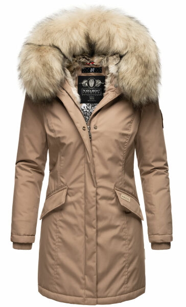 Navahoo Cristal Damen Winterjacke Parka mit Kunstfell Taupe Grey Gr.L