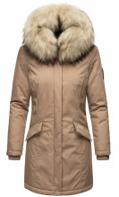 Navahoo Cristal Damen Winterjacke Parka mit Kunstfell Taupe Grey Gr.L