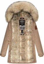 Navahoo Cristal Damen Winterjacke Parka mit Kunstfell Taupe Grey Gr.L