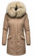 Navahoo Cristal Damen Winterjacke Parka mit Kunstfell Taupe Grey Gr.L