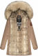 Navahoo Cristal Damen Winterjacke Parka mit Kunstfell Taupe Grey Gr.L