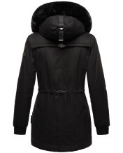Navahoo Olessaa Damen halblange Winterjacke mit Kapuze Schwarz XXL - Gr. 44