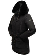 Navahoo Olessaa Damen halblange Winterjacke mit Kapuze Schwarz XXXL - Gr. 46