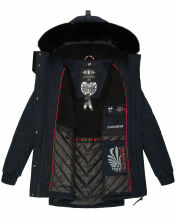 Navahoo Olessaa Damen halblange Winterjacke mit Kapuze Navy XS - Gr. 34