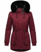 Navahoo Olessaa Damen halblange Winterjacke mit Kapuze Bordeaux XS - Gr. 34