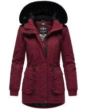 Navahoo Olessaa Damen halblange Winterjacke mit Kapuze Bordeaux XXL - Gr. 44