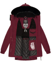 Navahoo Olessaa Damen halblange Winterjacke mit Kapuze Bordeaux XXL - Gr. 44