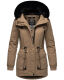 Navahoo Olessaa Damen halblange Winterjacke mit Kapuze Taupe XXL - Gr. 44