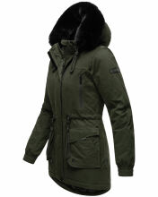 Navahoo Olessaa Damen halblange Winterjacke mit Kapuze Olive XS - Gr. 34