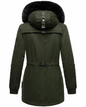 Navahoo Olessaa Damen halblange Winterjacke mit Kapuze Olive S - Gr. 36