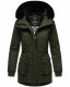 Navahoo Olessaa Damen halblange Winterjacke mit Kapuze Olive S - Gr. 36