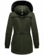 Navahoo Olessaa Damen halblange Winterjacke mit Kapuze Olive XL - Gr. 42