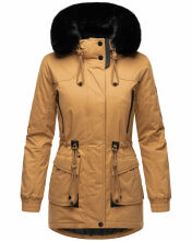 Navahoo Olessaa Damen halblange Winterjacke mit Kapuze Camel XS - Gr. 34