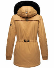 Navahoo Olessaa Damen halblange Winterjacke mit Kapuze Camel XS - Gr. 34