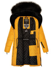 Navahoo Sinja Damen Winter Parka Jacke mit Kapuze Gelb-Gr.S