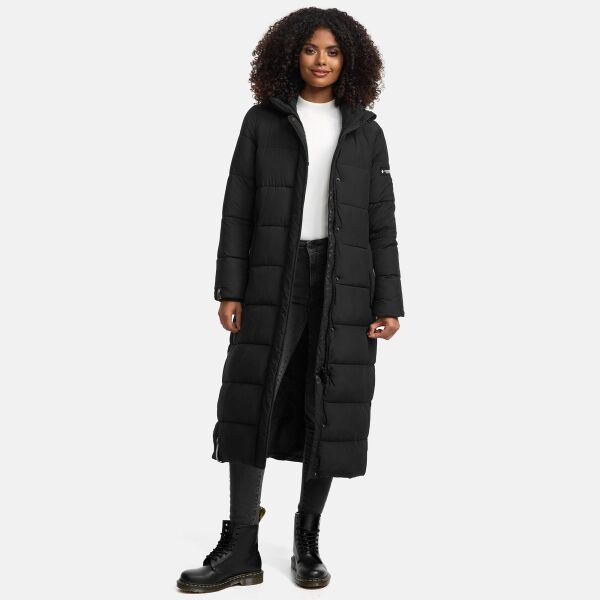 Navahoo Isalie Damen lange Winterjacke gesteppt Schwarz-Gr.L
