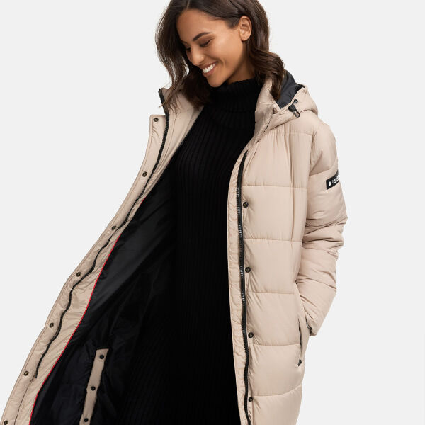Navahoo Isalie ladies long winter jacket quilted Taupe-Gr.S
