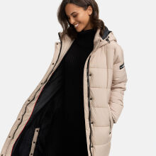 Navahoo Isalie Damen lange Winterjacke gesteppt Taupe-Gr.XL