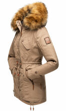 Marikoo La Viva Princess Damen Winterjacke mit Kapuze Taupe Grey Größe L - Gr. 40
