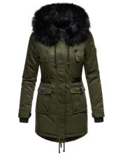 Navahoo Luluna Princess Damen Kunstfell Winterjacke Olive Größe XS - Gr. 34