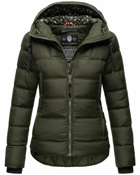 Navahoo Renesmee Damen Winter Steppjacke mit Kapuze Olive-Gr.XS