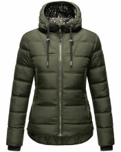 Navahoo Renesmee Damen Winter Steppjacke mit Kapuze Olive-Gr.XS