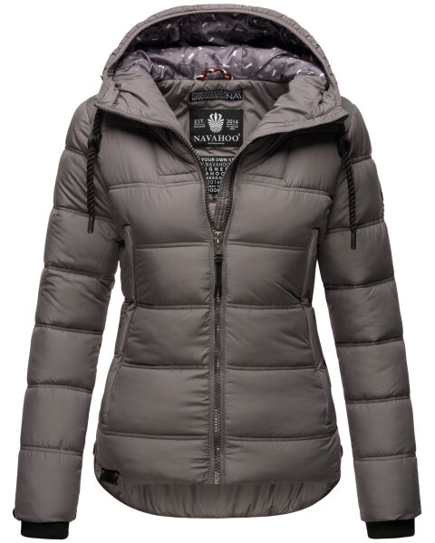 Navahoo Renesmee Damen Winter Steppjacke mit Kapuze Dunkelgrau-Gr.XS