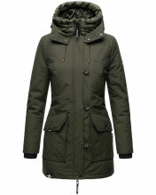 Navahoo Freezestoorm Damen Parka Winterjacke gefüttert mit Kapuze Olive Größe XS - Gr. 34