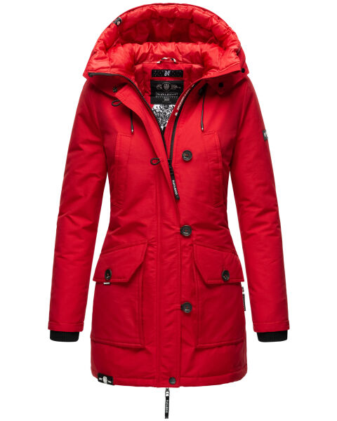 Navahoo Freezestoorm Damen Parka Winterjacke gefüttert mit Kapuze Rot Größe XS - Gr. 34