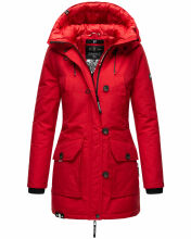 Navahoo Freezestoorm Damen Parka Winterjacke gefüttert mit Kapuze Rot Größe XS - Gr. 34