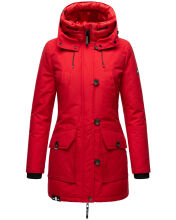 Navahoo Freezestoorm Damen Parka Winterjacke gefüttert mit Kapuze Rot Größe XS - Gr. 34