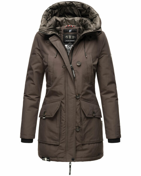 Navahoo Freezestoorm Damen Parka Winterjacke gefüttert mit Kapuze Anthrazit Größe XS - Gr. 34
