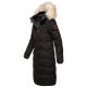 Marikoo Schneesternchen Damen lange Winter Steppjacke mit Kapuze Schwarz XS - Gr. 34