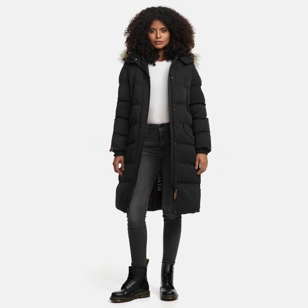 Marikoo Schneesternchen ladies long winter hooded quilted jacket Schw.-Gr.L