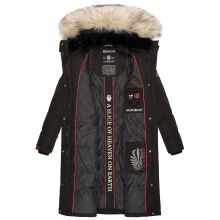 Marikoo Schneesternchen ladies long winter hooded quilted jacket Schw.-Gr.XXL