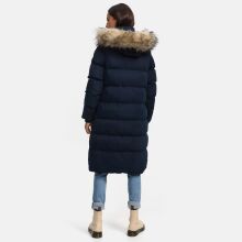 Marikoo Schneesternchen Damen lange Winter Steppjacke mit Kapuze Navy XS - Gr. 34