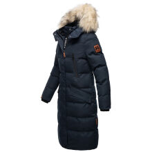 Marikoo Schneesternchen Damen lange Winter Steppjacke mit Kapuze Navy XS - Gr. 34