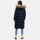Marikoo Schneesternchen Damen lange Winter Steppjacke mit Kapuze Navy XS - Gr. 34