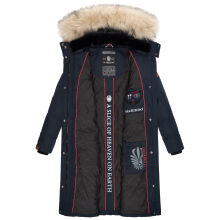 Marikoo Schneesternchen ladies long winter hooded quilted jacket Navy-Gr.S