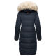 Marikoo Schneesternchen ladies long winter hooded quilted jacket Navy-Gr.L