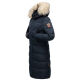 Marikoo Schneesternchen ladies long winter hooded quilted jacket Navy-Gr.L