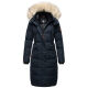 Marikoo Schneesternchen Damen lange Winter Steppjacke mit Kapuze Navy XXL - Gr. 44