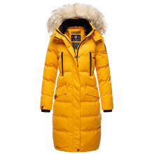 Marikoo Schneesternchen ladies long winter hooded quilted jacket Gelb-Gr.M