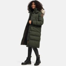 Marikoo Schneesternchen ladies long winter hooded quilted jacket Olive-Gr.S