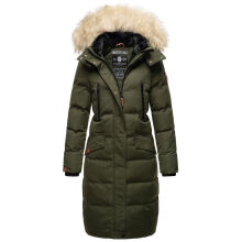 Marikoo Schneesternchen ladies long winter hooded quilted jacket Olive-Gr.S