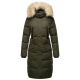 Marikoo Schneesternchen ladies long winter hooded quilted jacket Olive-Gr.S